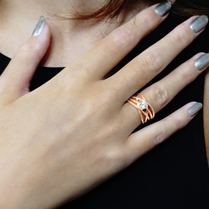 Stackable Ring with Wire Design Stone in Sterling Silver