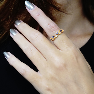 Stackable Ring with Amethyst Stones in Sterling Silver