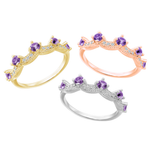 Load image into Gallery viewer, Stackable Ring with Amethyst Stones in Sterling Silver
