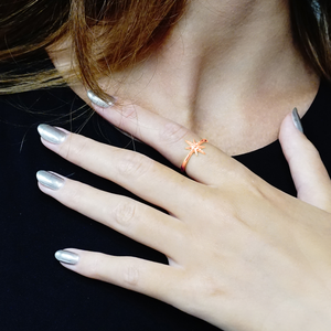 Stackable Ring with Dotted Star in Sterling Silver