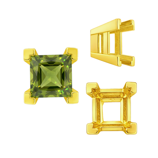 ITI NYC Square Heavy Casted V Prong Settings in 14K Gold (3.00 mm - 10.00 mm)