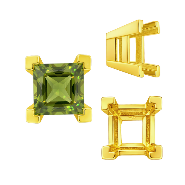 ITI NYC Square Heavy Casted V Prong Settings in 14K Gold (3.00 mm - 10.00 mm)