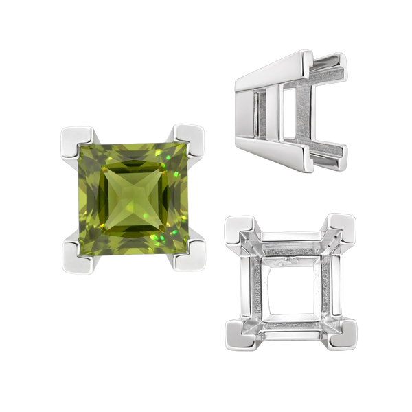 ITI NYC Square Heavy Casted V Prong Settings in Sterling Silver (3.00 mm - 10.00 mm)