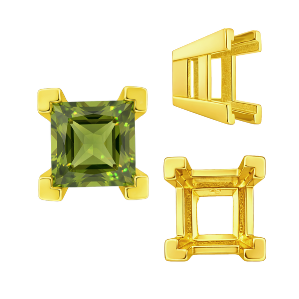 ITI NYC Square Heavy Casted V Prong Settings in 14K Gold (3.00 mm - 10.00 mm)