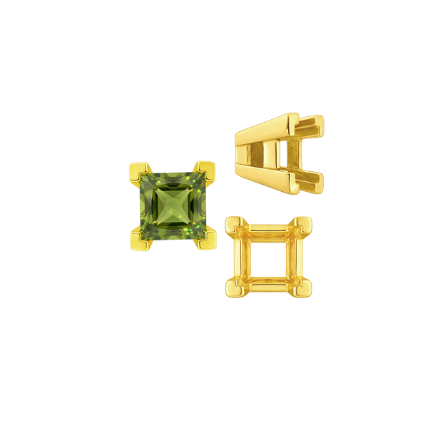 ITI NYC Square Heavy Casted V Prong Settings in 14K Gold (3.00 mm - 10.00 mm)