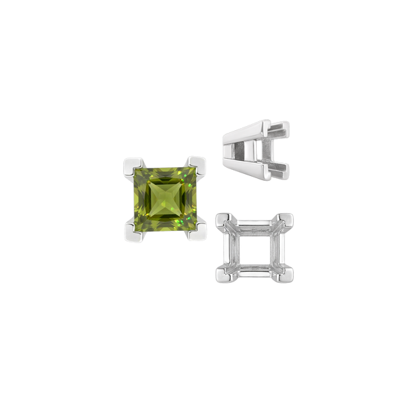 ITI NYC Square Heavy Casted V Prong Settings in Sterling Silver (3.00 mm - 10.00 mm)