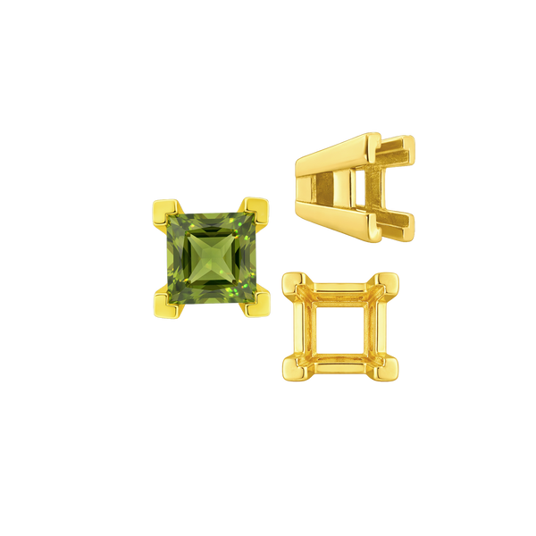 ITI NYC Square Heavy Casted V Prong Settings in 14K Gold (3.00 mm - 10.00 mm)