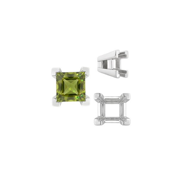 ITI NYC Square Heavy Casted V Prong Settings in Sterling Silver (3.00 mm - 10.00 mm)