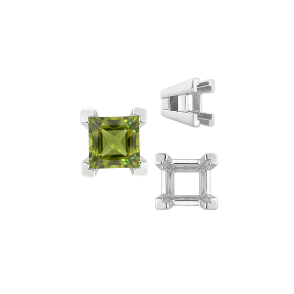 ITI NYC Square Heavy Casted V Prong Settings in Sterling Silver (3.00 mm - 10.00 mm)