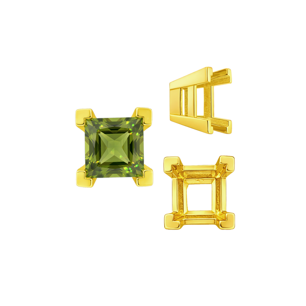ITI NYC Square Heavy Casted V Prong Settings in 14K Gold (3.00 mm - 10.00 mm)