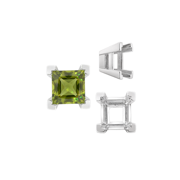 ITI NYC Square Heavy Casted V Prong Settings in Sterling Silver (3.00 mm - 10.00 mm)