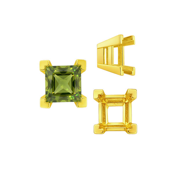 ITI NYC Square Heavy Casted V Prong Settings in 14K Gold (3.00 mm - 10.00 mm)