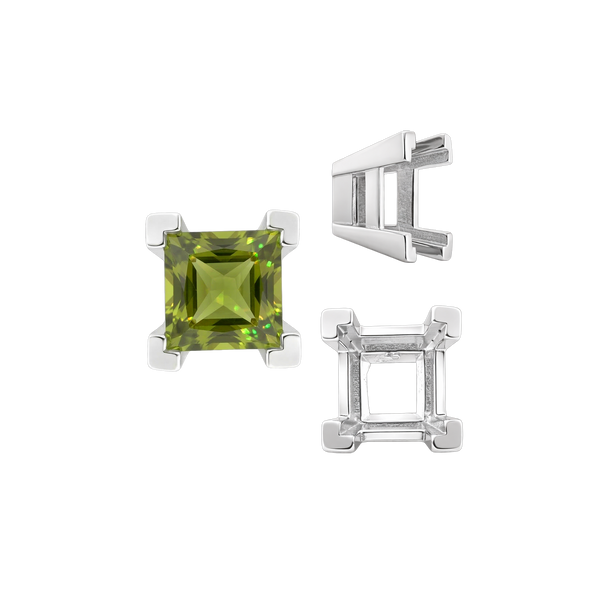 ITI NYC Square Heavy Casted V Prong Settings in Sterling Silver (3.00 mm - 10.00 mm)