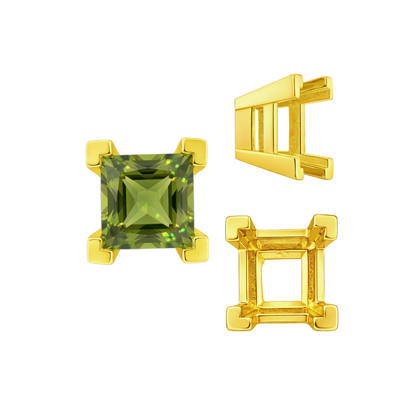 ITI NYC Square Heavy Casted V Prong Settings in 14K Gold (3.00 mm - 10.00 mm)