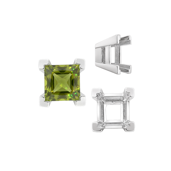 ITI NYC Square Heavy Casted V Prong Settings in Sterling Silver (3.00 mm - 10.00 mm)
