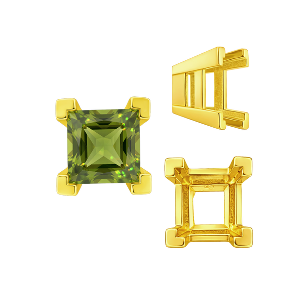 ITI NYC Square Heavy Casted V Prong Settings in 14K Gold (3.00 mm - 10.00 mm)
