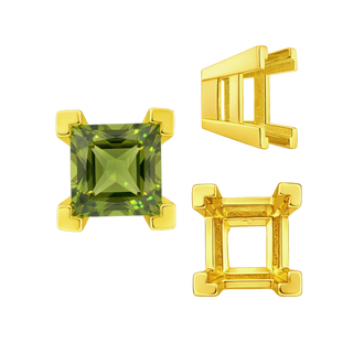 ITI NYC Square Heavy Casted V Prong Settings in 14K Gold (3.00 mm - 10.00 mm)