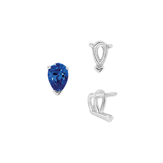 ITI NYC V-End Pear Shape Wire Basket Settings in Sterling Silver (2.50 x 1.25 mm - 32.00 x 20.00 mm)