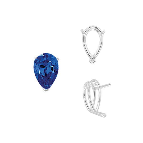 ITI NYC V-End Pear Shape Wire Basket Settings in Sterling Silver (2.50 x 1.25 mm - 32.00 x 20.00 mm)