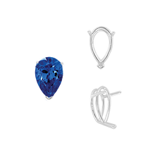 Load image into Gallery viewer, ITI NYC V-End Pear Shape Wire Basket Settings in Sterling Silver (2.50 x 1.25 mm - 37.00 x 25.00 mm)
