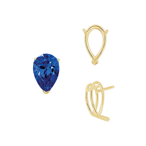 ITI NYC V-End Pear Shape Wire Basket Settings in 14K Gold (2.50 x 1.25 mm - 37.00 x 25.00 mm)