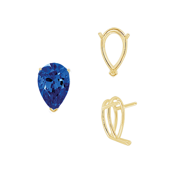 ITI NYC V-End Pear Shape Wire Basket Settings in 14K Gold (2.50 x 1.25 mm - 37.00 x 25.00 mm)