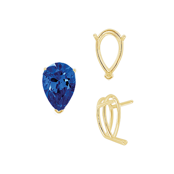 ITI NYC V-End Pear Shape Wire Basket Settings in 14K Gold (2.50 x 1.25 mm - 37.00 x 25.00 mm)