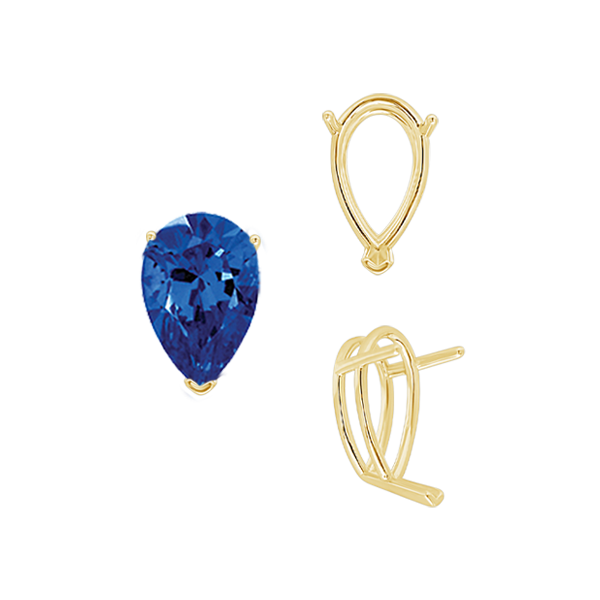 ITI NYC V-End Pear Shape Wire Basket Settings in 14K Gold (2.50 x 1.25 mm - 37.00 x 25.00 mm)