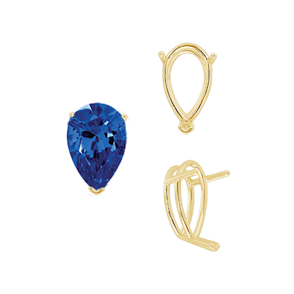 ITI NYC V-End Pear Shape Wire Basket Settings in 14K Gold (2.50 x 1.25 mm - 32.00 x 20.00 mm)