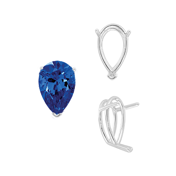 ITI NYC V-End Pear Shape Wire Basket Settings in Sterling Silver (2.50 x 1.25 mm - 37.00 x 25.00 mm)