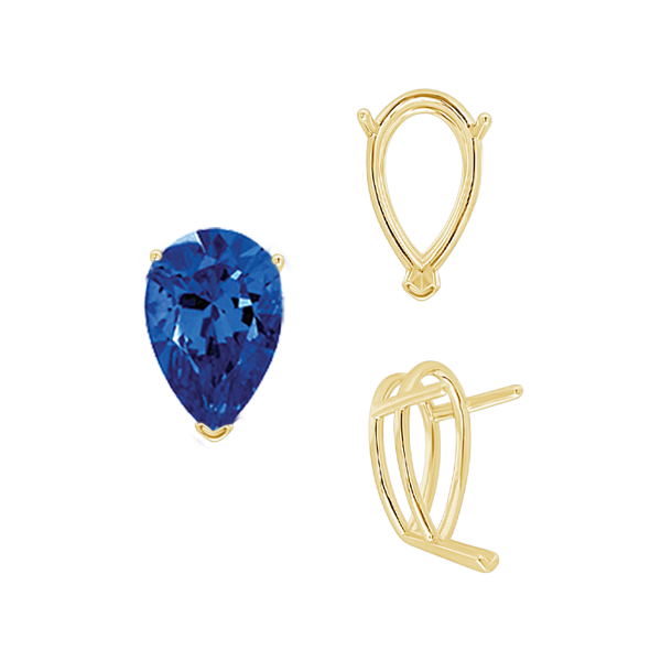 ITI NYC V-End Pear Shape Wire Basket Settings in 14K Gold (2.50 x 1.25 mm - 37.00 x 25.00 mm)