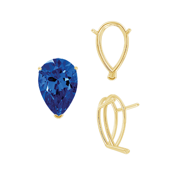 ITI NYC V-End Pear Shape Wire Basket Settings in 14K Gold (2.50 x 1.25 mm - 32.00 x 20.00 mm)