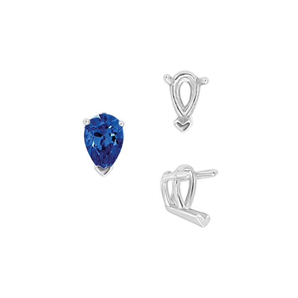 ITI NYC V-End Pear Shape Wire Basket Settings in Sterling Silver (2.50 x 1.25 mm - 32.00 x 20.00 mm)