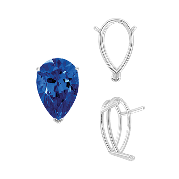 ITI NYC V-End Pear Shape Wire Basket Settings in Sterling Silver (2.50 x 1.25 mm - 32.00 x 20.00 mm)