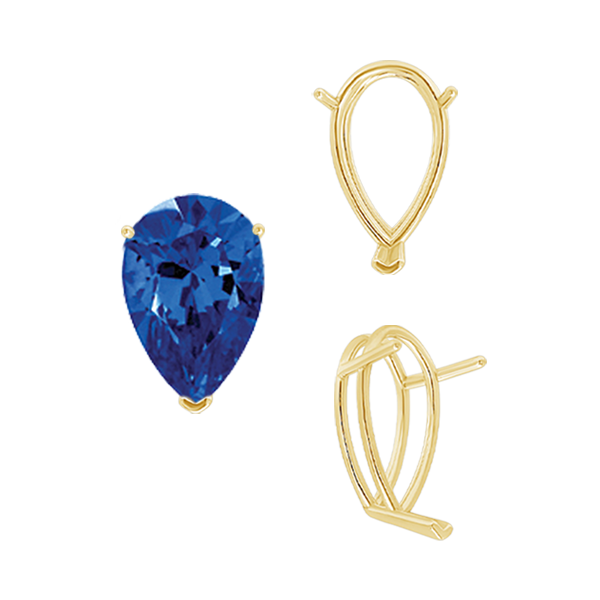ITI NYC V-End Pear Shape Wire Basket Settings in 14K Gold (2.50 x 1.25 mm - 32.00 x 20.00 mm)