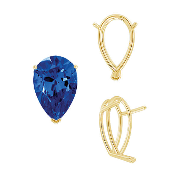 ITI NYC V-End Pear Shape Wire Basket Settings in 14K Gold (2.50 x 1.25 mm - 37.00 x 25.00 mm)