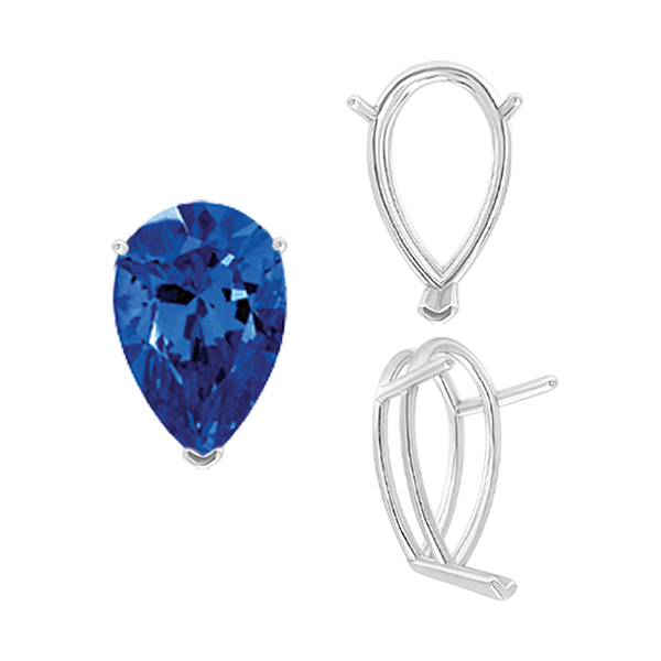 ITI NYC V-End Pear Shape Wire Basket Settings in Sterling Silver (2.50 x 1.25 mm - 32.00 x 20.00 mm)