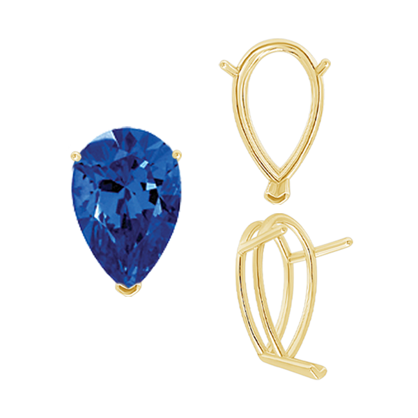 ITI NYC V-End Pear Shape Wire Basket Settings in 14K Gold (2.50 x 1.25 mm - 32.00 x 20.00 mm)