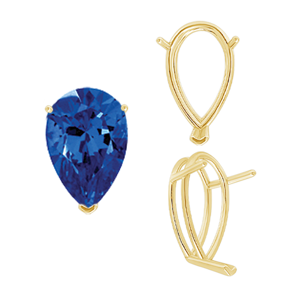 ITI NYC V-End Pear Shape Wire Basket Settings in 14K Gold (2.50 x 1.25 mm - 37.00 x 25.00 mm)