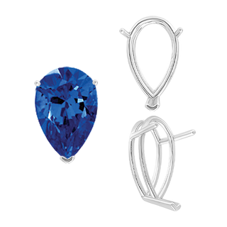 ITI NYC V-End Pear Shape Wire Basket Settings in Sterling Silver (2.50 x 1.25 mm - 37.00 x 25.00 mm)