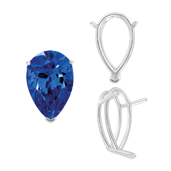 ITI NYC V-End Pear Shape Wire Basket Settings in Sterling Silver (2.50 x 1.25 mm - 32.00 x 20.00 mm)
