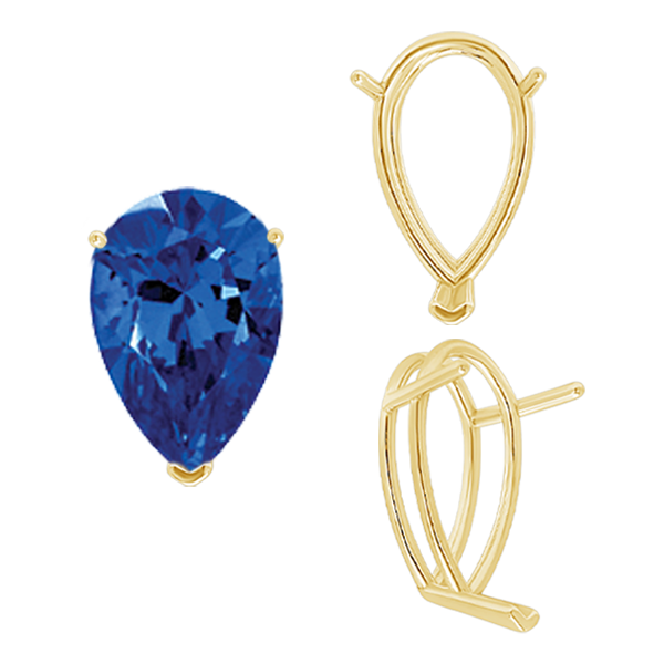 ITI NYC V-End Pear Shape Wire Basket Settings in 14K Gold (2.50 x 1.25 mm - 37.00 x 25.00 mm)