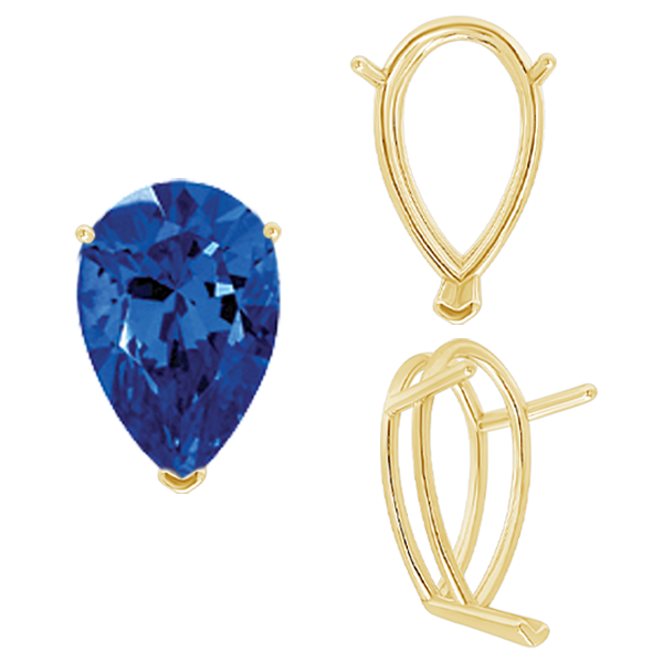 ITI NYC V-End Pear Shape Wire Basket Settings in 14K Gold (2.50 x 1.25 mm - 37.00 x 25.00 mm)