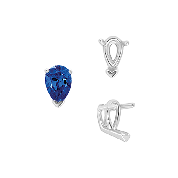 ITI NYC V-End Pear Shape Wire Basket Settings in Sterling Silver (2.50 x 1.25 mm - 32.00 x 20.00 mm)