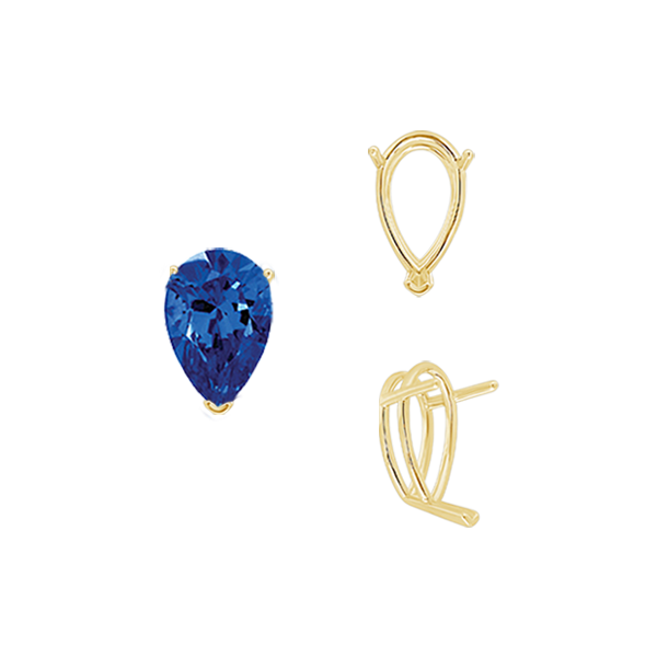 ITI NYC V-End Pear Shape Wire Basket Settings in 14K Gold (2.50 x 1.25 mm - 32.00 x 20.00 mm)