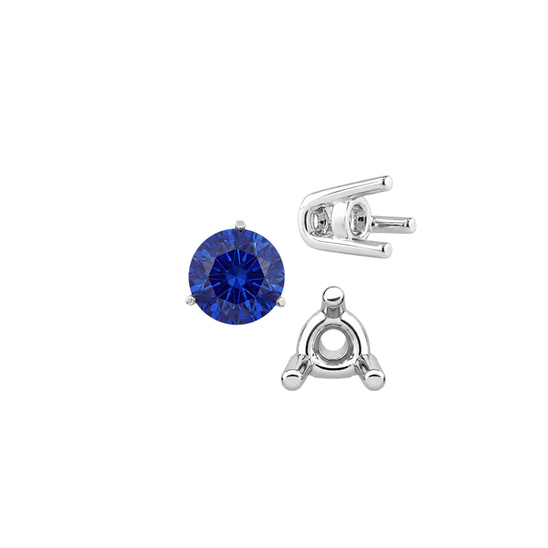 ITI NYC Three Prong Round Wire Basket Settings in Sterling Silver (1.25 mm - 8.00 mm)