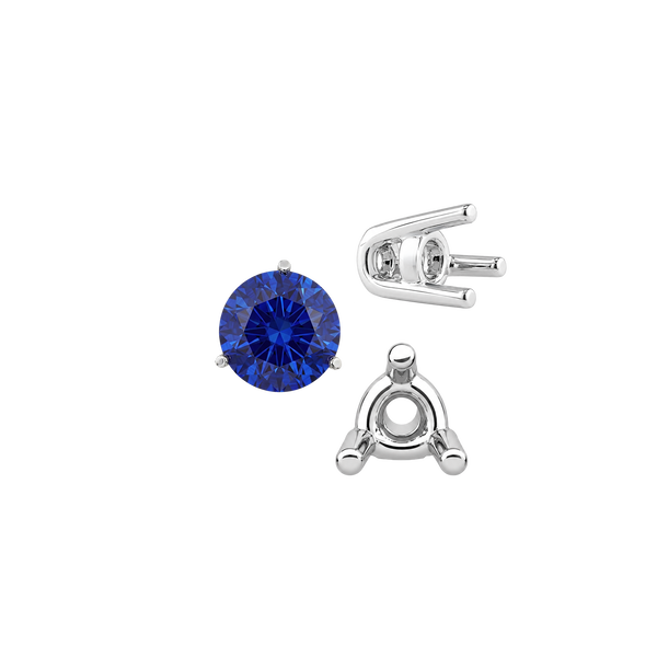 ITI NYC Three Prong Round Wire Basket Settings in Sterling Silver (1.25 mm - 8.00 mm)