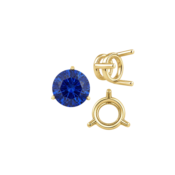 ITI NYC Three Prong Round Wire Basket Settings in 14K Gold (1.25 mm - 8.00 mm)