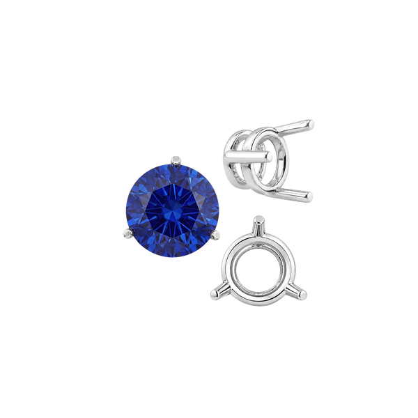 ITI NYC Three Prong Round Wire Basket Settings in Sterling Silver (1.25 mm - 8.00 mm)