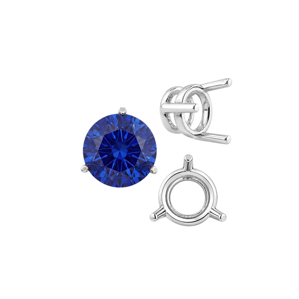 ITI NYC Three Prong Round Wire Basket Settings in Sterling Silver (1.25 mm - 8.00 mm)